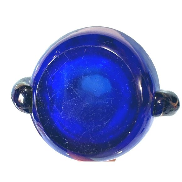 Hand Blown Cobalt Blue Murano Art Glass Vase 10 inches  Decorative Centerpiece - Picture 9 of 10